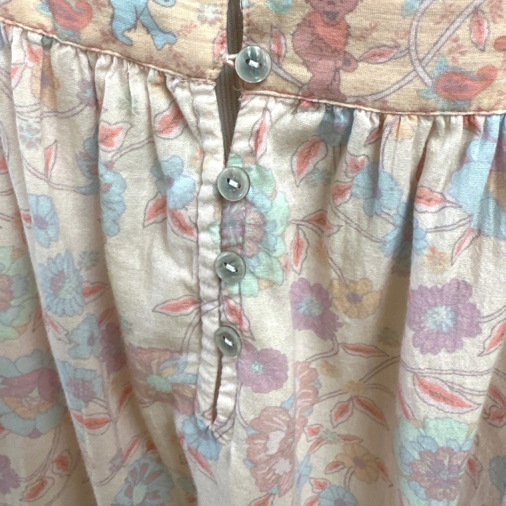 Lucky Brand Grateful Dead Floral Dancing Bears Whimsical Boho Midi Dress Pink M - Picture 7 of 12